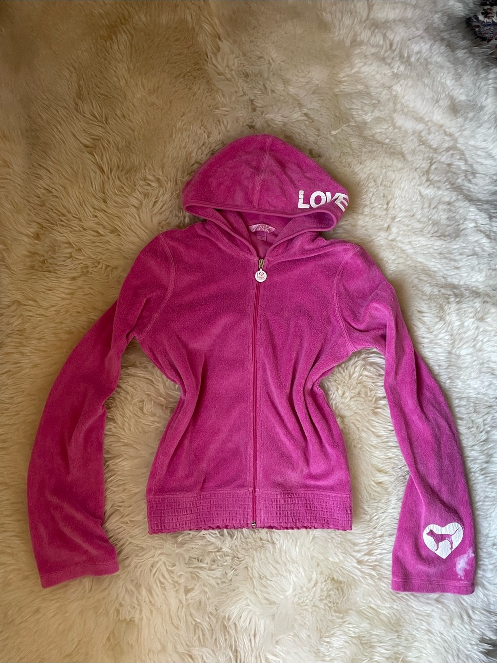 Vintage | ultra rare Victorias Secret PINK terry cloth zip up hoodie